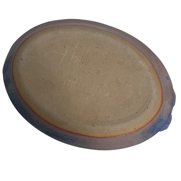 Handmade‎ Pottery Serving Tray Platter Dish Signed Art Decor Seashell Accent - Picture 2 of 5